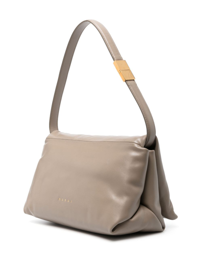 Shop Marni Medium Prisma Leather Crossbody Bag In Neutrals