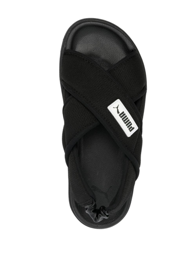 Shop Puma Mayze Logo-patch Slingback Sandals In Black