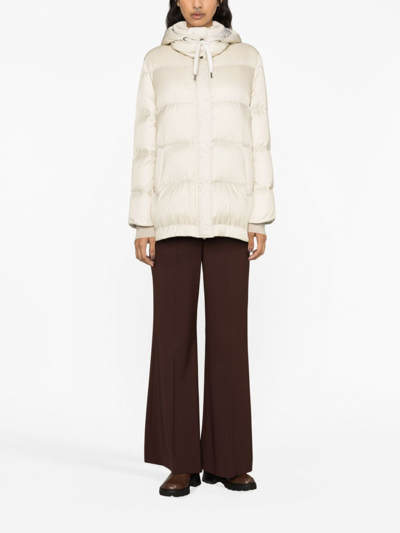 Shop Brunello Cucinelli Hooded Padded Jacket In Neutrals