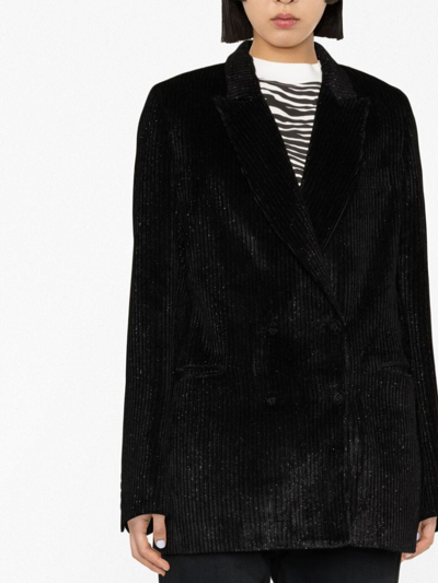 Philipp Plein Metallic Corduroy Blazer In Black