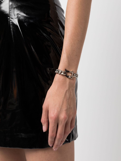 Shop Dsquared2 Statement Logo-charm Chain Bracelet In Silver