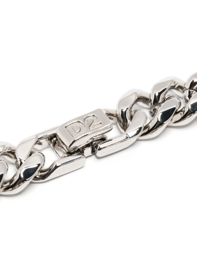 Shop Dsquared2 Statement Logo-charm Chain Bracelet In Silver