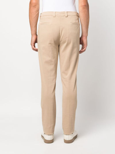 Shop Brunello Cucinelli Tapered Twill Chino Trousers In Brown