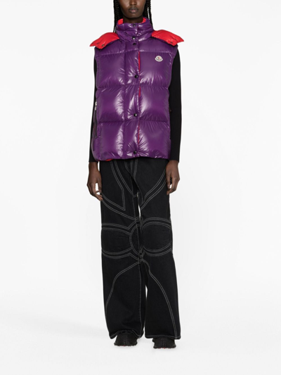Moncler Luzule Logo-patch Padded Gilet In Purple