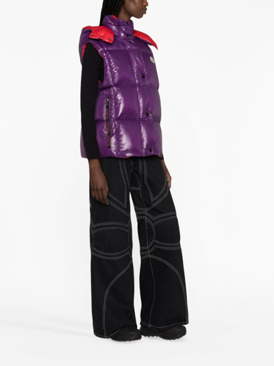 Shop Moncler Luzule Logo-patch Padded Gilet In Purple