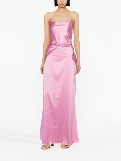 Shop Mach & Mach Embellished-flower Detail Maxi Dress In Pink