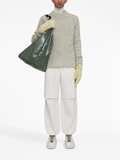 Shop Jil Sander Panelled-design Tapered-leg Trousers In White