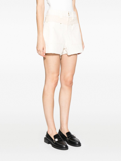 Shop Ba&sh David Panelled Denim Shorts In Neutrals