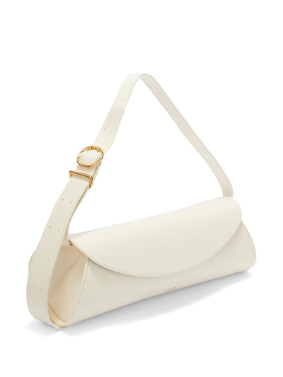 Jil Sander Small Leather Shoulder Bag With Adjustable Handle In White