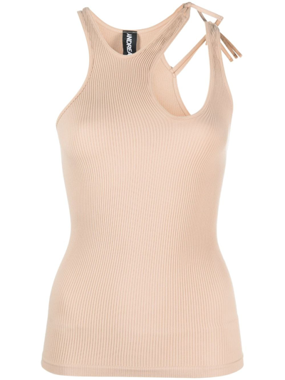 Shop Andreädamo Cut-out Tank Top In Neutrals