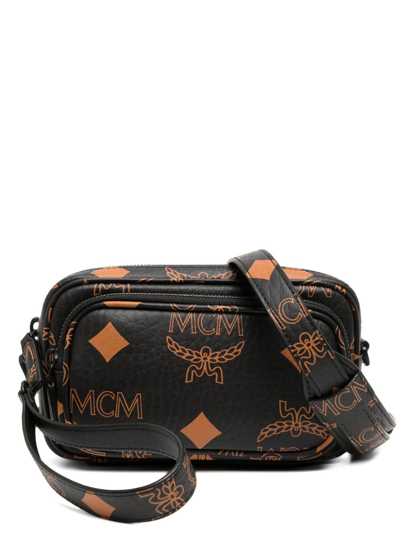 Shop Mcm Mini Aren Maxi Visetos Crossbody Bag In Black