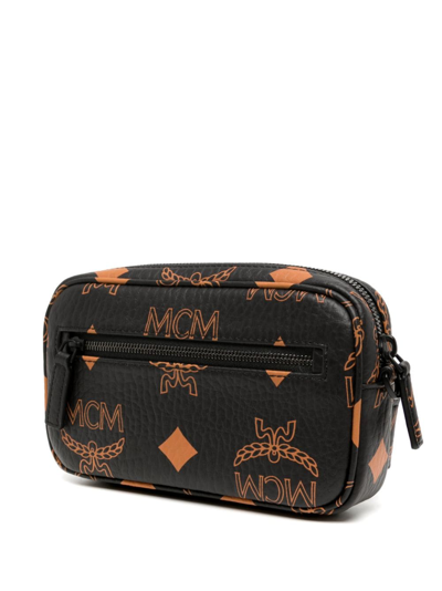 Shop Mcm Mini Aren Maxi Visetos Crossbody Bag In Black