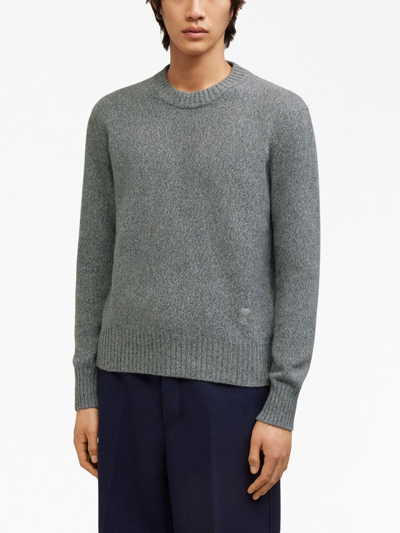 Shop Ami Alexandre Mattiussi Cashmere-blend Crew-neck Jumper In Grey