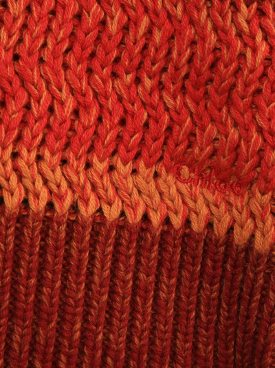 Shop Chloé Logo-embroidered Stripe-pattern Jumper In Red