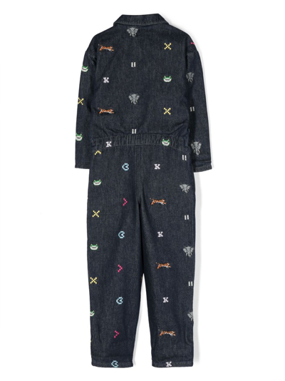Kenzo Embroidered-detail Jumpsuit In Blue