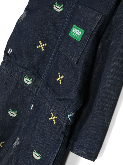 Kenzo Embroidered-detail Jumpsuit In Blue
