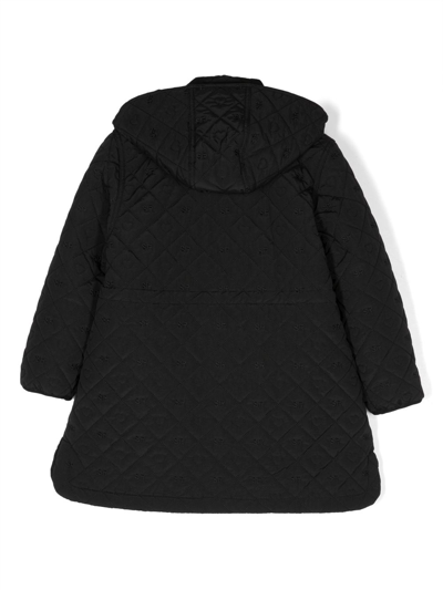 Shop Sonia Rykiel Enfant Quilted Hooded Coat In Black