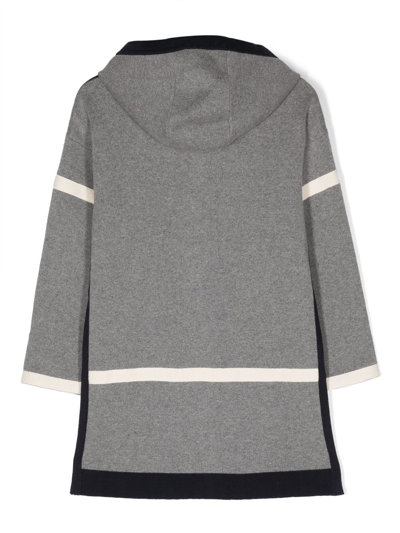 Shop Chloé Intarsia-knit Hooded Coat In Grey
