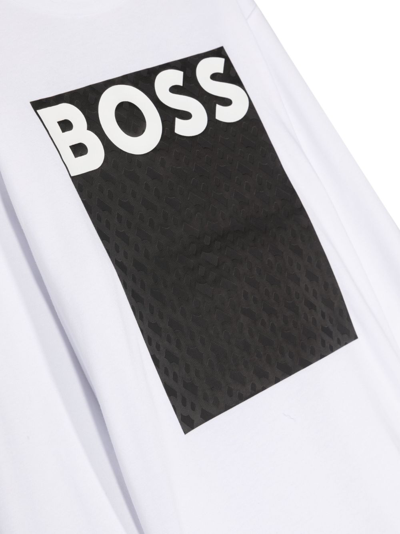 Shop Bosswear Logo-print Long-sleeve T-shirt In White