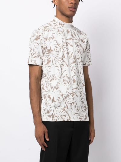 Shop Pearly Gates Palm-print Mock-neck T-shirt In White