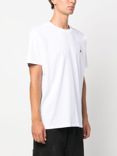 Shop Vivienne Westwood Logo-embroidered Cotton T-shirt In White