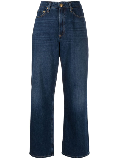 Shop Rag & Bone Mid-rise Wide-leg Jeans In Blue