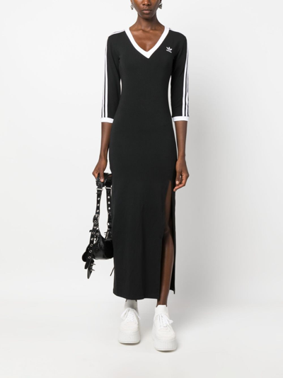 Shop Adidas Originals Adicolor Classics 3-stripes Maxi Dress In Black