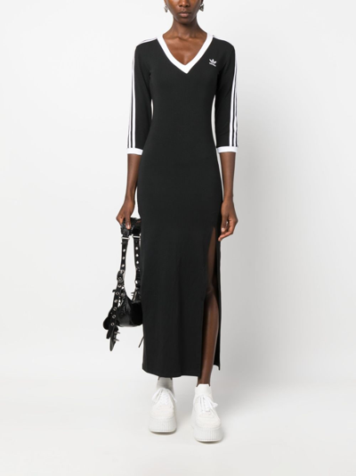 Adidas Originals Womens  Maxi Dress V-neck In Black