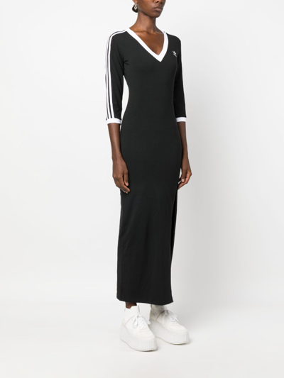 Adidas Originals Womens  Maxi Dress V-neck In Black