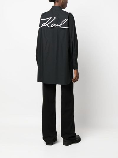 Shop Karl Lagerfeld Logo-print Cotton Shirt In Black