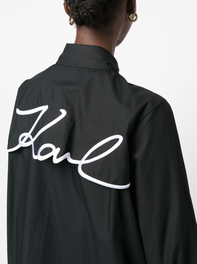 Shop Karl Lagerfeld Logo-print Cotton Shirt In Black