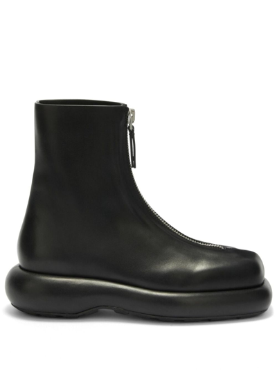 Shop Jil Sander Zip-up Leather Boots In Black