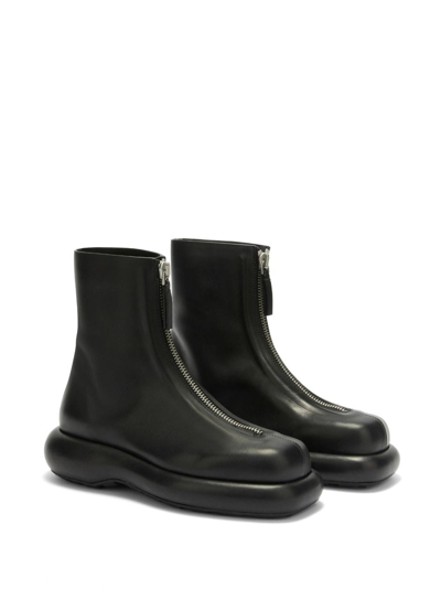Shop Jil Sander Zip-up Leather Boots In Black