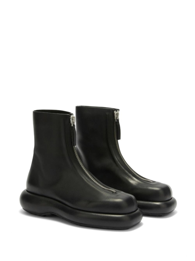 Jil Sander Zip-up Leather Boots In Black