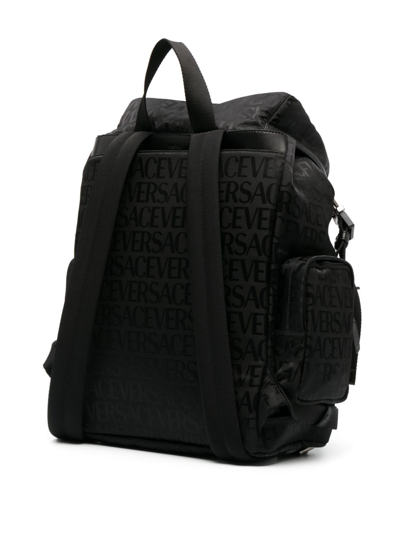 Versace Allover Backpack In Black