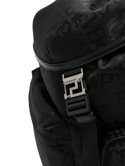 Versace Allover Backpack In Black