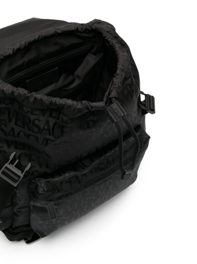 Versace Allover Backpack In Black