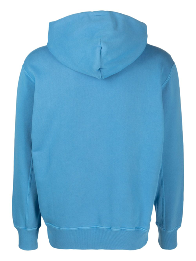 Autry Logo-patch Cotton Drawstring Hoodie In Blue