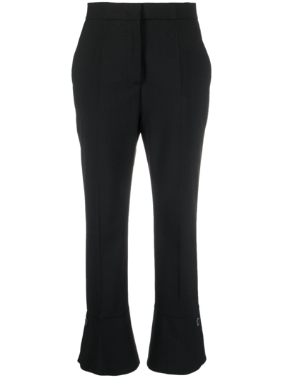 Shop Msgm Cropped Wool Trousers In Black