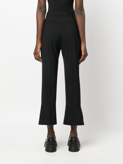 Shop Msgm Cropped Wool Trousers In Black