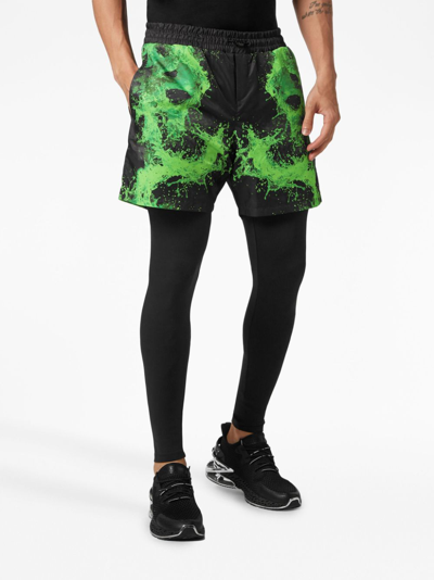 Plein Sport Splash Extreme Layered Leggings In Black