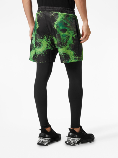 Plein Sport Splash Extreme Layered Leggings In Black