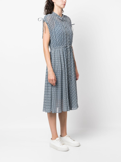 Shop Tommy Hilfiger Amd Logo-print Chiffon Midi Dress In Blue