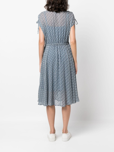 Tommy Hilfiger Amd Logo-print Chiffon Midi Dress In Blue