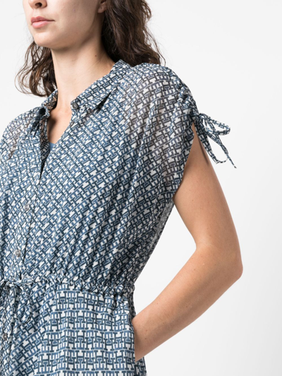 Tommy Hilfiger Amd Logo-print Chiffon Midi Dress In Blue