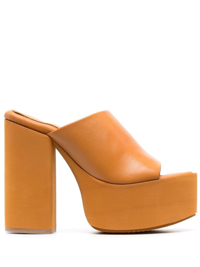 Shop Paloma Barceló Evan 140mm Leather Platform Mules In Yellow