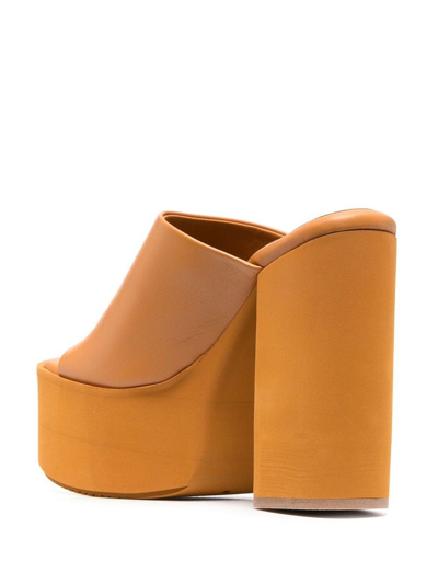 Shop Paloma Barceló Evan 140mm Leather Platform Mules In Yellow