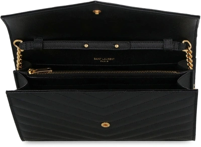 Saint Laurent Cassandra Quilted Lambskin Leather Wallet On Chain In Black