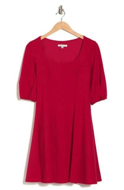 Shop Tash And Sophie Puff Sleeve Scuba Dress In Red