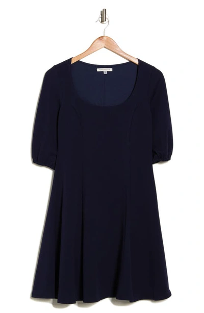 Shop Tash And Sophie Puff Sleeve Scuba Dress In Navy